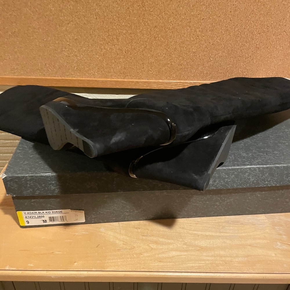 Via Spiga Black Suede Wedge Boots
